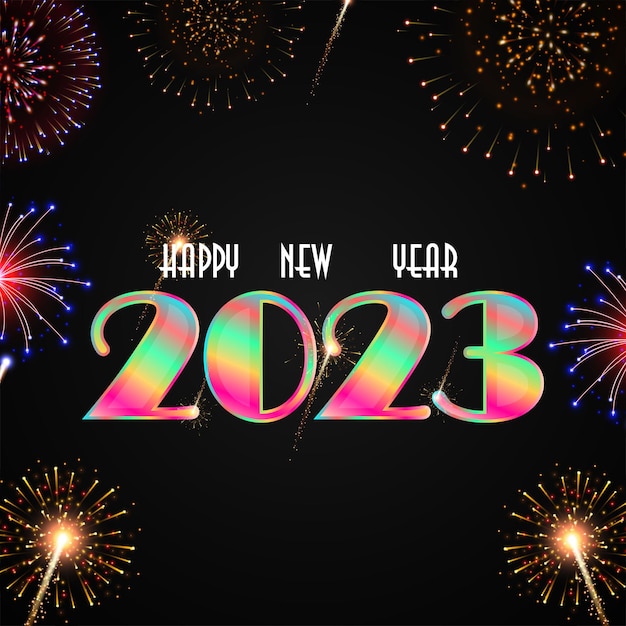 Feliz año nuevo 2023 funky color nuevo diseño moderno