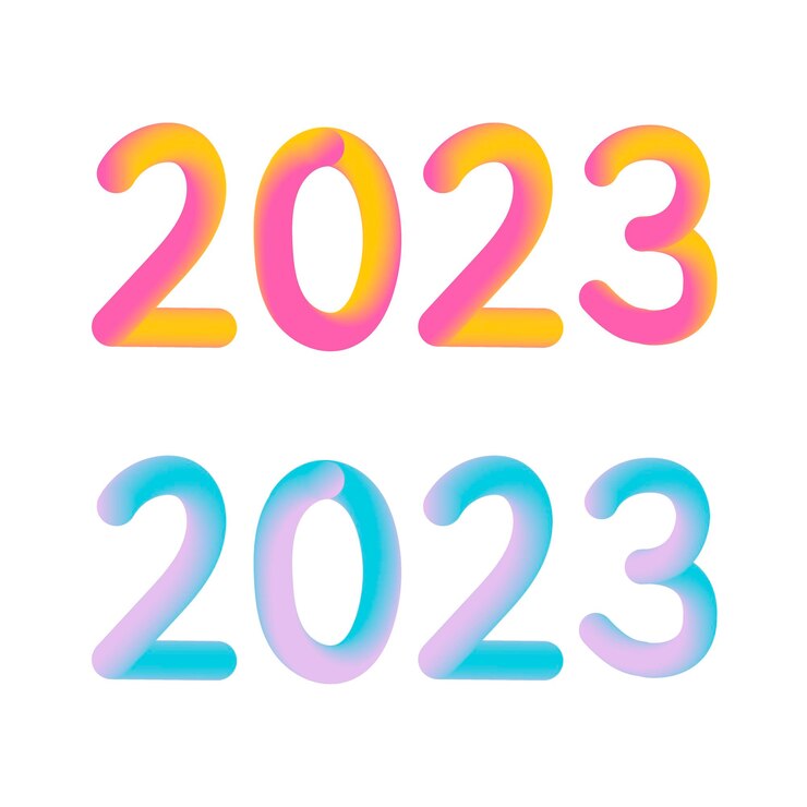 Vector feliz año nuevo 2023 futuro metaverso neón texto neón con números de efecto metálico y líneas de futurismo vector tarjeta de felicitación banner felicitación cartel 3d ilustración moderna luz electrónica de moda