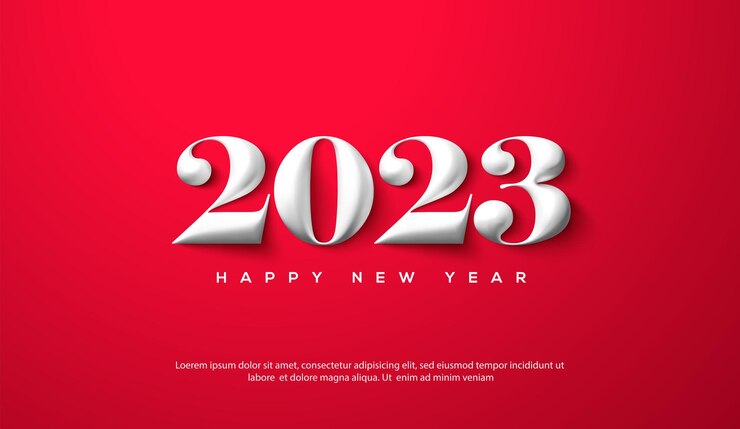 Feliz año nuevo 2023 ilustración de fondo con número 3d