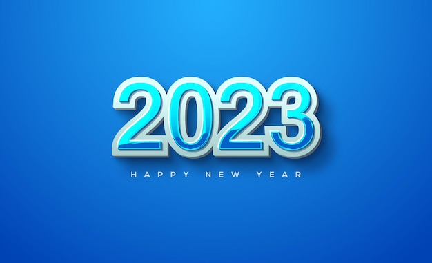 Feliz año nuevo 2023 con ilustración de número en capas