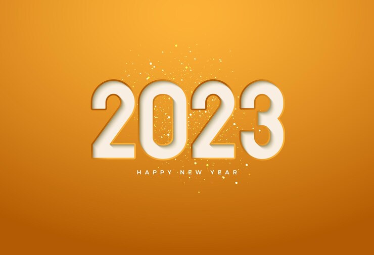Vector feliz año nuevo 2023 con ilustración de sombras entre números