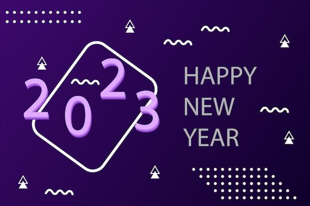 Feliz año nuevo 2023, ilustración de texto de diseño creativo, bueno para antecedentes de eventos, tarjeta de felicitación