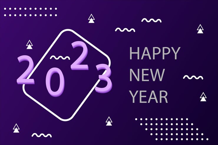 feliz año nuevo 2023, ilustración de texto de diseño creativo, bueno para antecedentes de eventos, tarjeta de felicitación