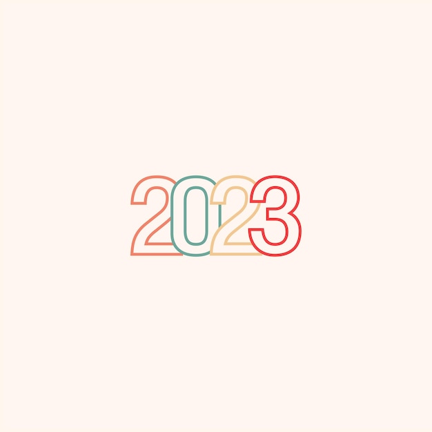 Feliz año nuevo de 2023. Ilustración de vacaciones vectoriales con diseño de logotipo 2023.