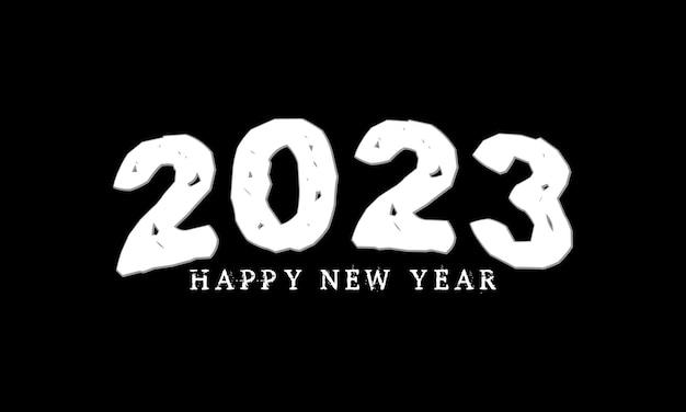 Feliz año nuevo 2023. letras gruesas sobre fondo negro vector aislado