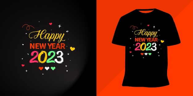 Feliz año nuevo 2023 letras ilustración de diseño de camiseta