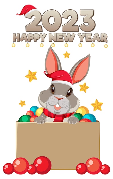 Feliz año nuevo 2023 con lindo conejo