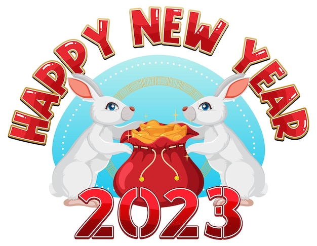 Feliz año nuevo 2023 con lindo conejo