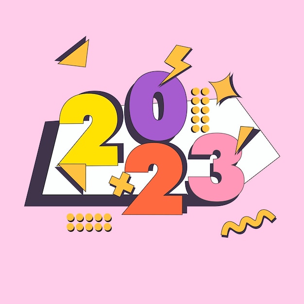 feliz año nuevo 2023 logo RETRO STYLE diseño maravilloso