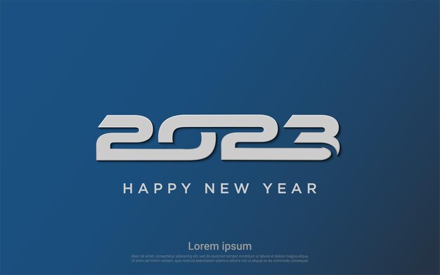 Feliz año nuevo 2023. moderno 2023 sobre fondo cuadrado