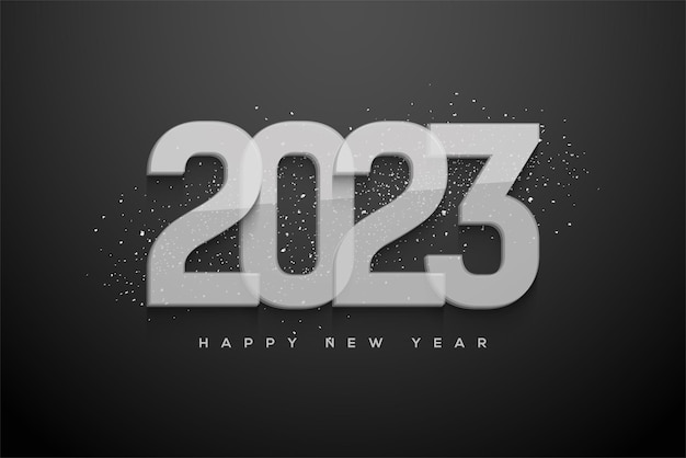 Feliz año nuevo 2023 con número transparente.