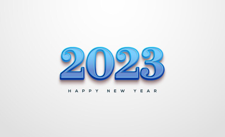 Vector feliz año nuevo 2023 con números azules clásicos