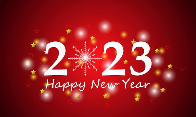 Feliz Año Nuevo 2023 con números blancos de lujo y salpicadura dorada Postal festiva Vector il