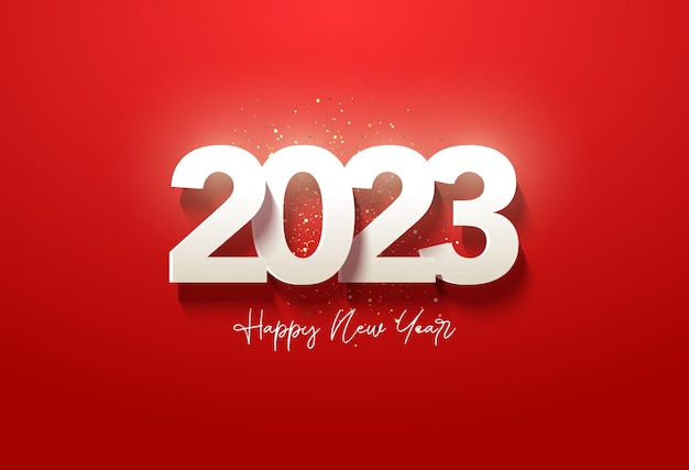 Feliz año nuevo 2023 con números blancos.