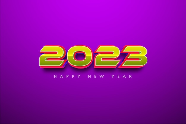 Feliz año nuevo 2023 con números en negrita 3d