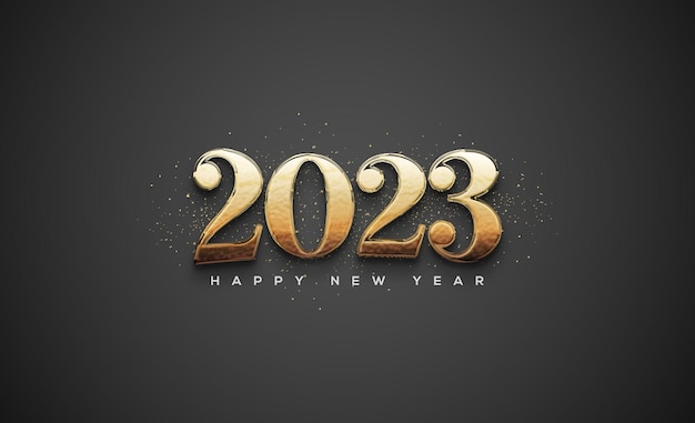 Feliz año nuevo 2023 con números de oro 3d clásicos