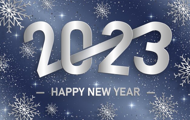 Feliz año nuevo 2023 patrón festivo con concepto de copos de nieve sobre fondo de color