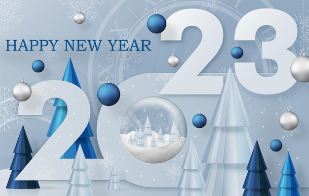 Feliz año nuevo 2023 patrón festivo sobre fondo de color