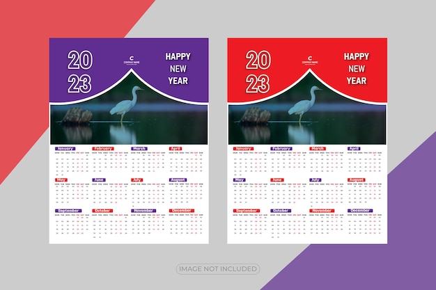 Vector feliz año nuevo 2023 plantilla de diseño de estilista de calendario de pared moderno simple