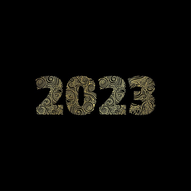 Feliz año nuevo 2023 plantilla de diseño de tipografía creativa