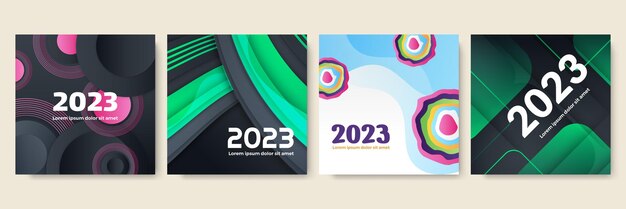 Vector feliz año nuevo 2023 plantilla de redes sociales y diseño de tarjetas de felicitación