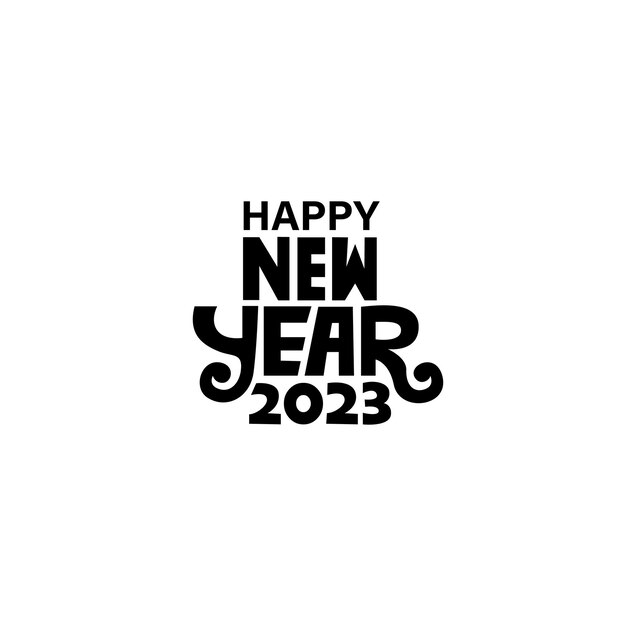 Feliz Año Nuevo 2023 Plantilla de tarjeta de felicitación con letras para celebrar las vacaciones festivas de Año Nuevo