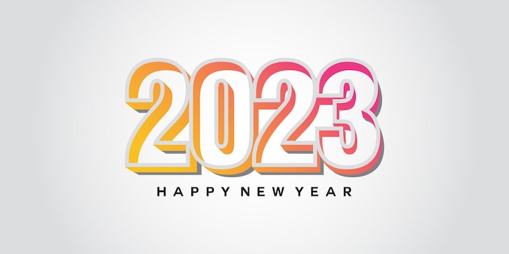 Vector feliz año nuevo 2023 plantilla de vector de diseño de tipografía de texto