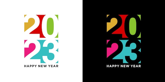 Feliz año nuevo 2023 plantilla de vector de diseño de tipografía de texto