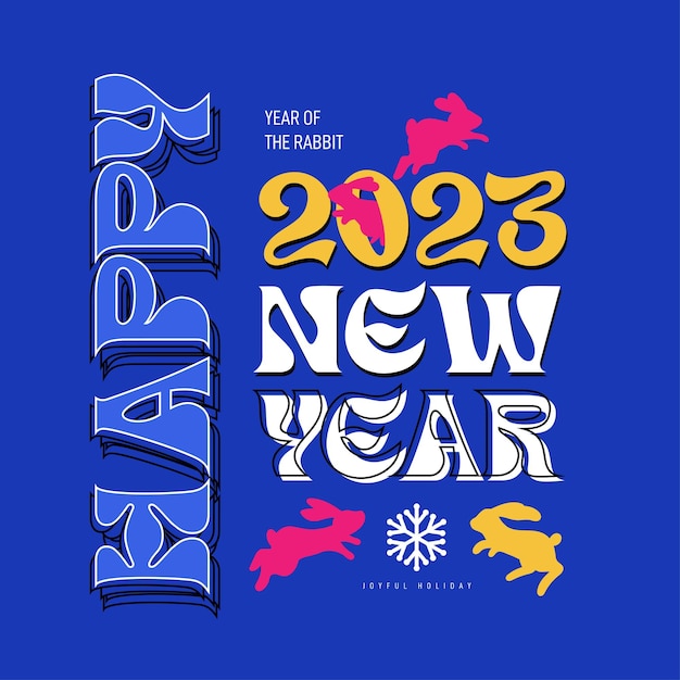 Vector feliz año nuevo 2023 saludo banner logo diseño ilustración creativo y colorido 2023 año nuevo