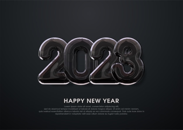 Feliz año nuevo 2023 saludos elegante color negro