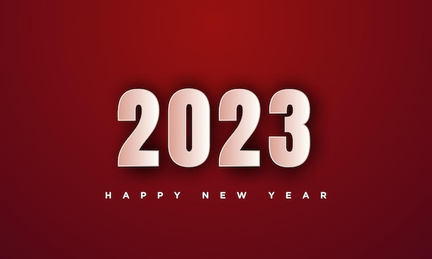 feliz año nuevo 2023 sobre un fondo rojo limpio