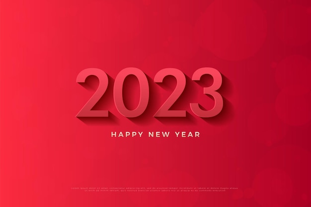 Feliz año nuevo 2023 sobre fondo rojo