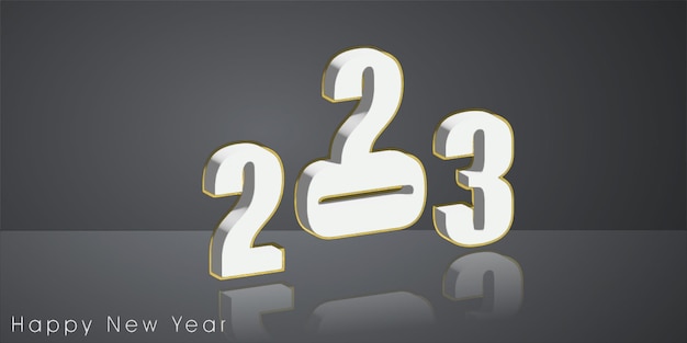 Vector feliz año nuevo 2023 texto diseño 3d