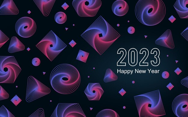 Feliz Año Nuevo 2023 texto numérico 2023 sobre fondo abstracto de forma colorida