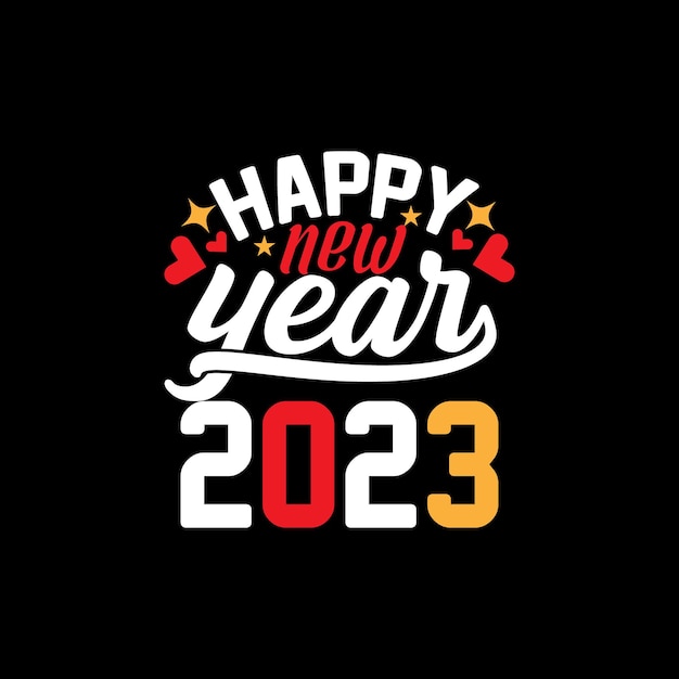 Vector feliz año nuevo 2023 vector de diseño de camiseta