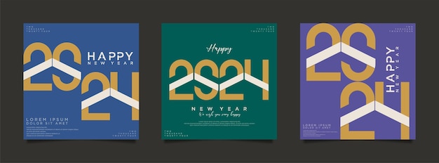 Feliz Año Nuevo 2024 2024 diseño de logotipo tipográfico para celebración vectorial y decoración de temporada
