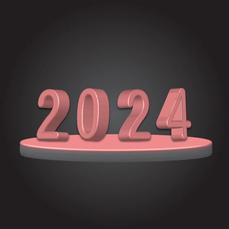Vector feliz año nuevo 2024 3d moderno fondo de diseño minimalista