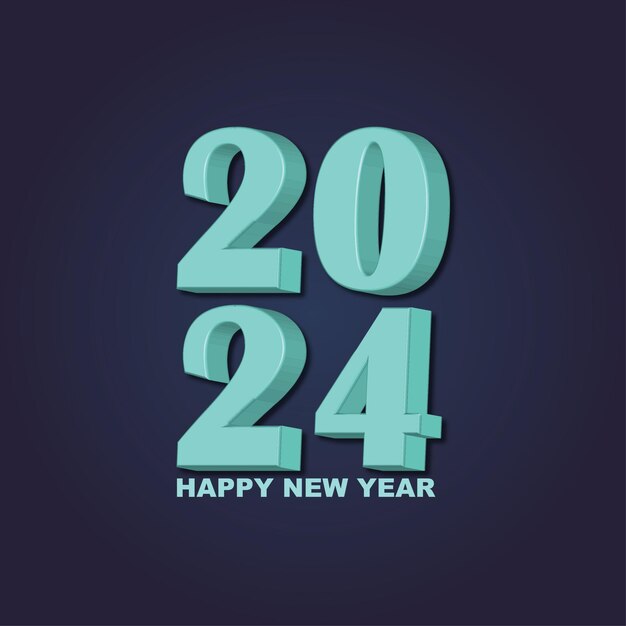 Feliz año nuevo 2024 3d moderno fondo mínimo