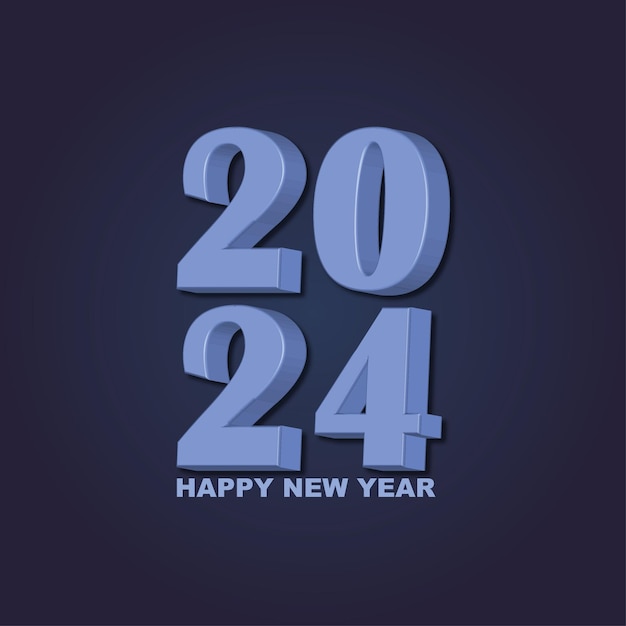 Feliz año nuevo 2024 3d moderno fondo mínimo
