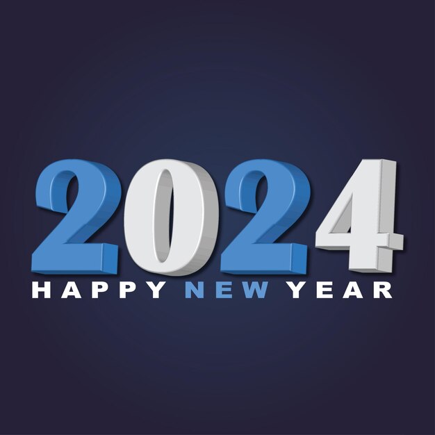 Feliz año nuevo 2024 3d moderno fondo mínimo