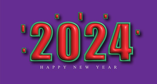 Feliz año nuevo 2024 3d recibiendo tarjetas de vacaciones