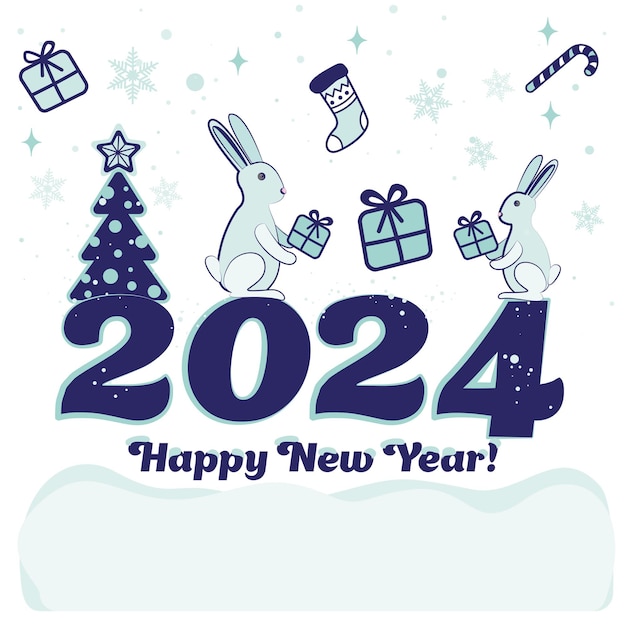 Feliz año nuevo 2024 aislado en un fondo blanco adecuado para cartel de banner de tarjeta de felicitación