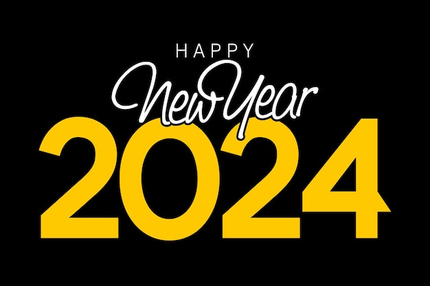 Feliz año nuevo 2024 banner vector lujo texto 2024 feliz año nuevo