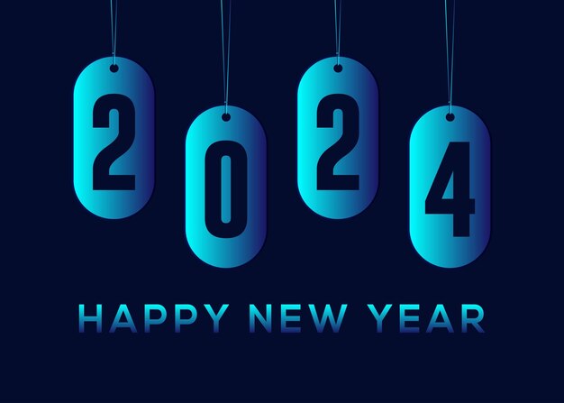 Feliz año nuevo 2024 banner vector lujo texto 2024 feliz año nuevo