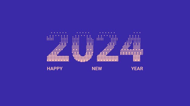 Feliz año nuevo 2024 bitmap retro