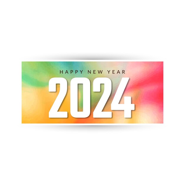 Feliz año nuevo 2024 celebración deseos elegante colorido de fondo vector