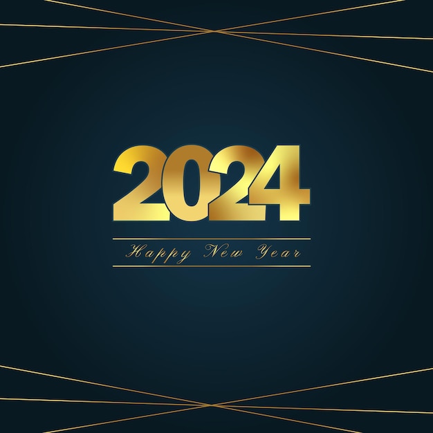 Vector feliz año nuevo 2024 celebración modelo de tarjeta de deseos