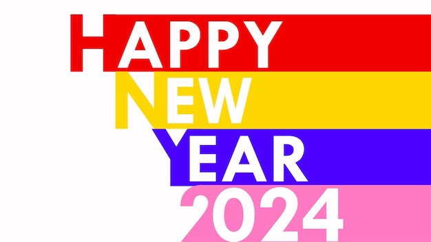 Feliz año nuevo 2024 concepto de felicitación ilustración dibujada a mano vector de tarjeta de diseño creativo