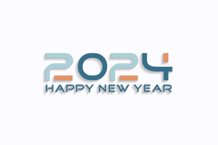Vector feliz año nuevo 2024 con concepto retro 3dconcepto de celebración de año nuevo 2024