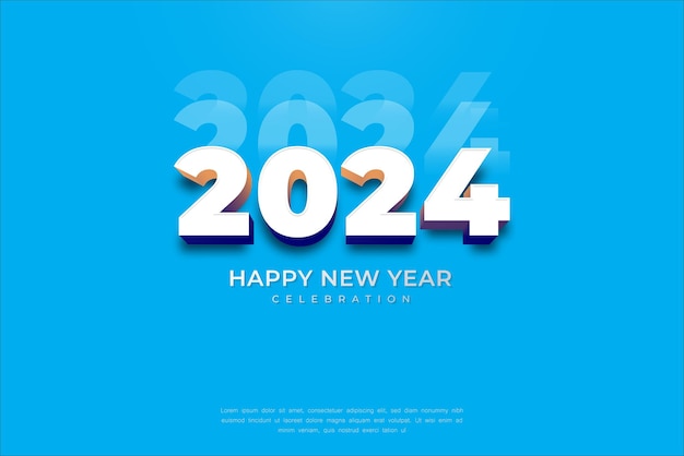Feliz año nuevo 2024 decoración festiva realista Celebrar la fiesta 2024 sobre fondo azul